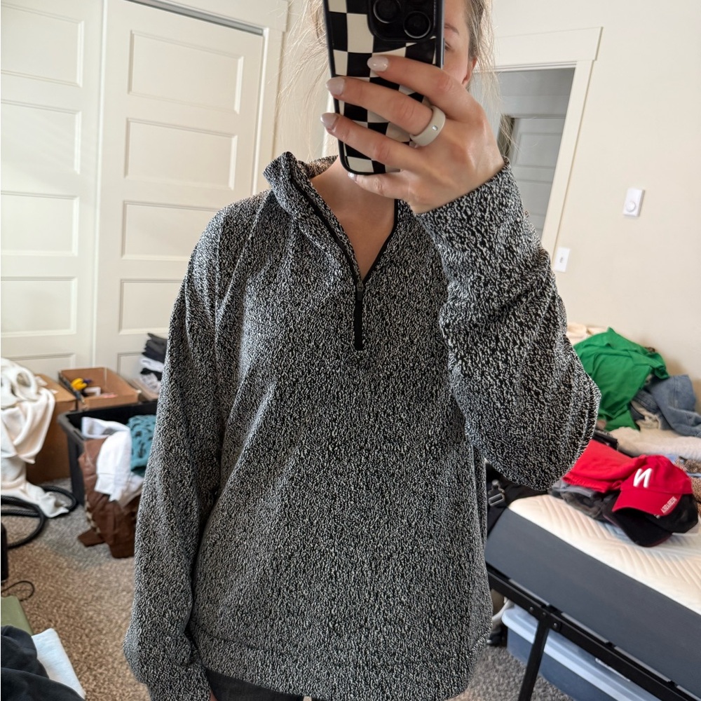 Black and White Half-Zip Sweater